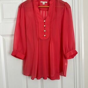 Banana Republic Coral Blouse with Pearl Buttons